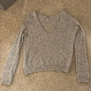 Free People Soft Gray V-Neck Sweater